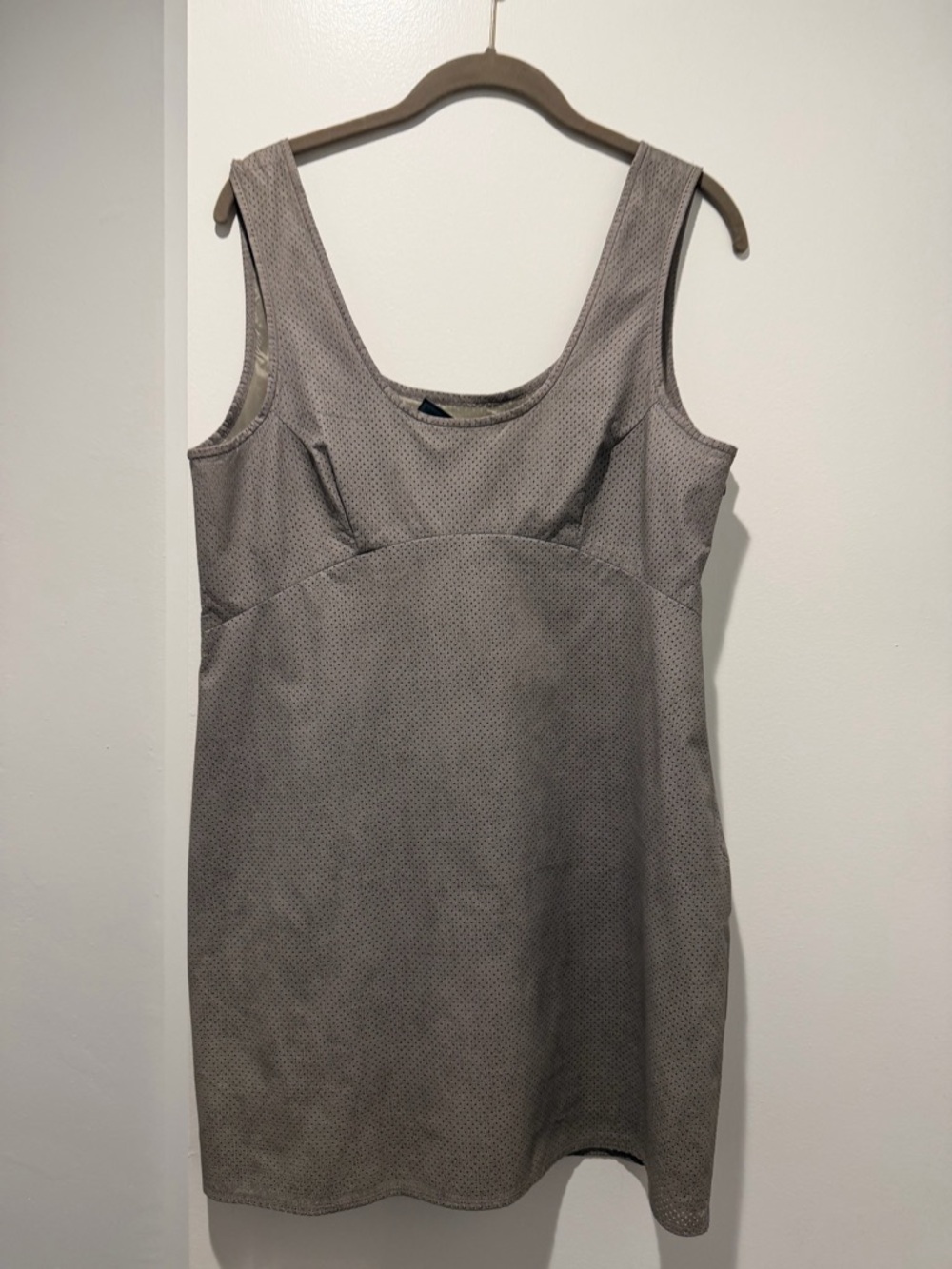 Richard Chai Perforated Shift Dress in Gray (light leather look)